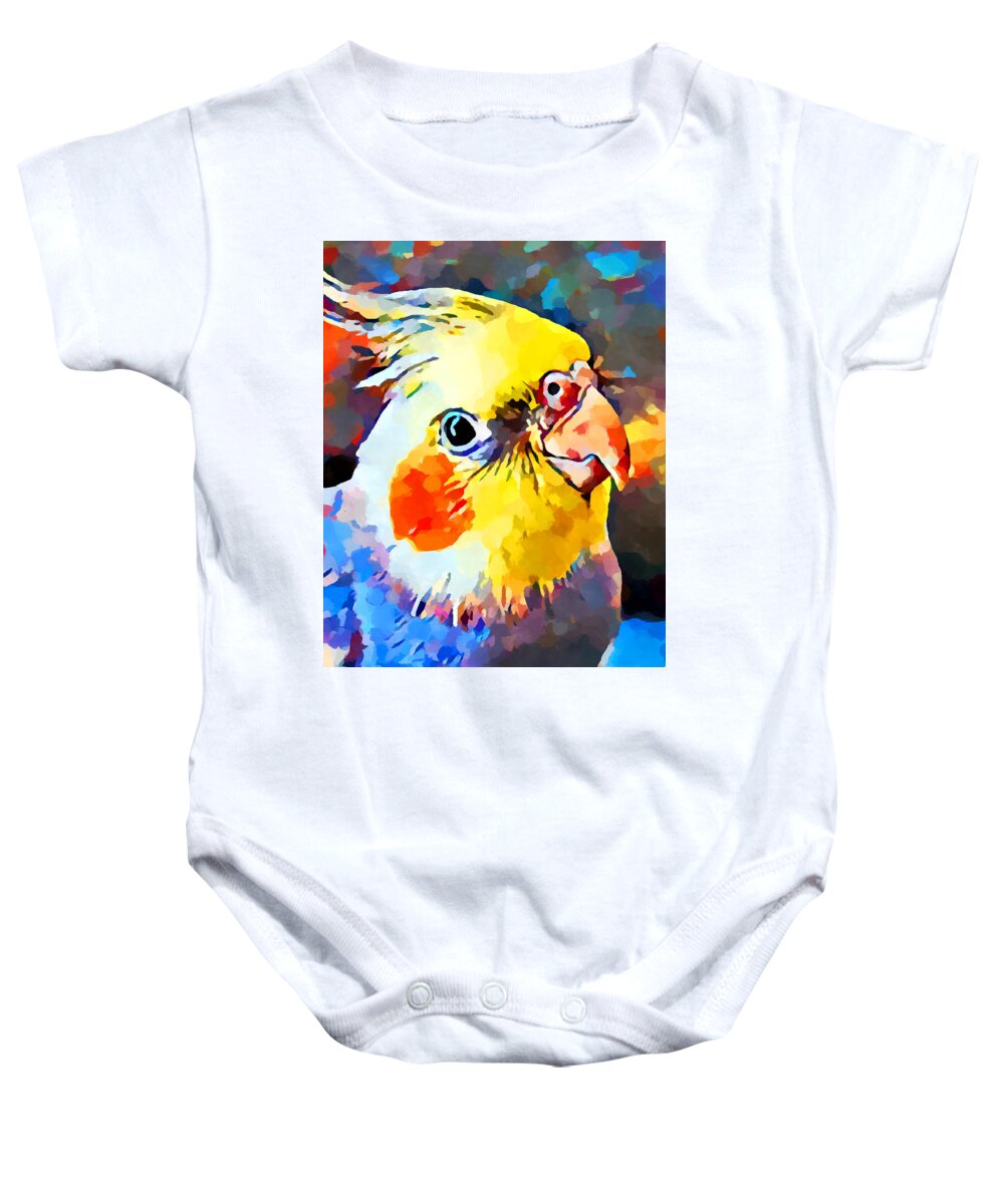 Animal Baby Onesie featuring the painting Cockatiel 3 by Chris Butler