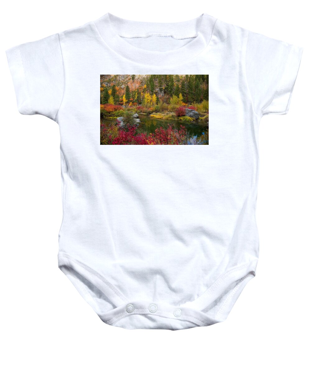 Colorful Autumn Baby Onesie featuring the photograph Colorful Autumn by Lynn Hopwood