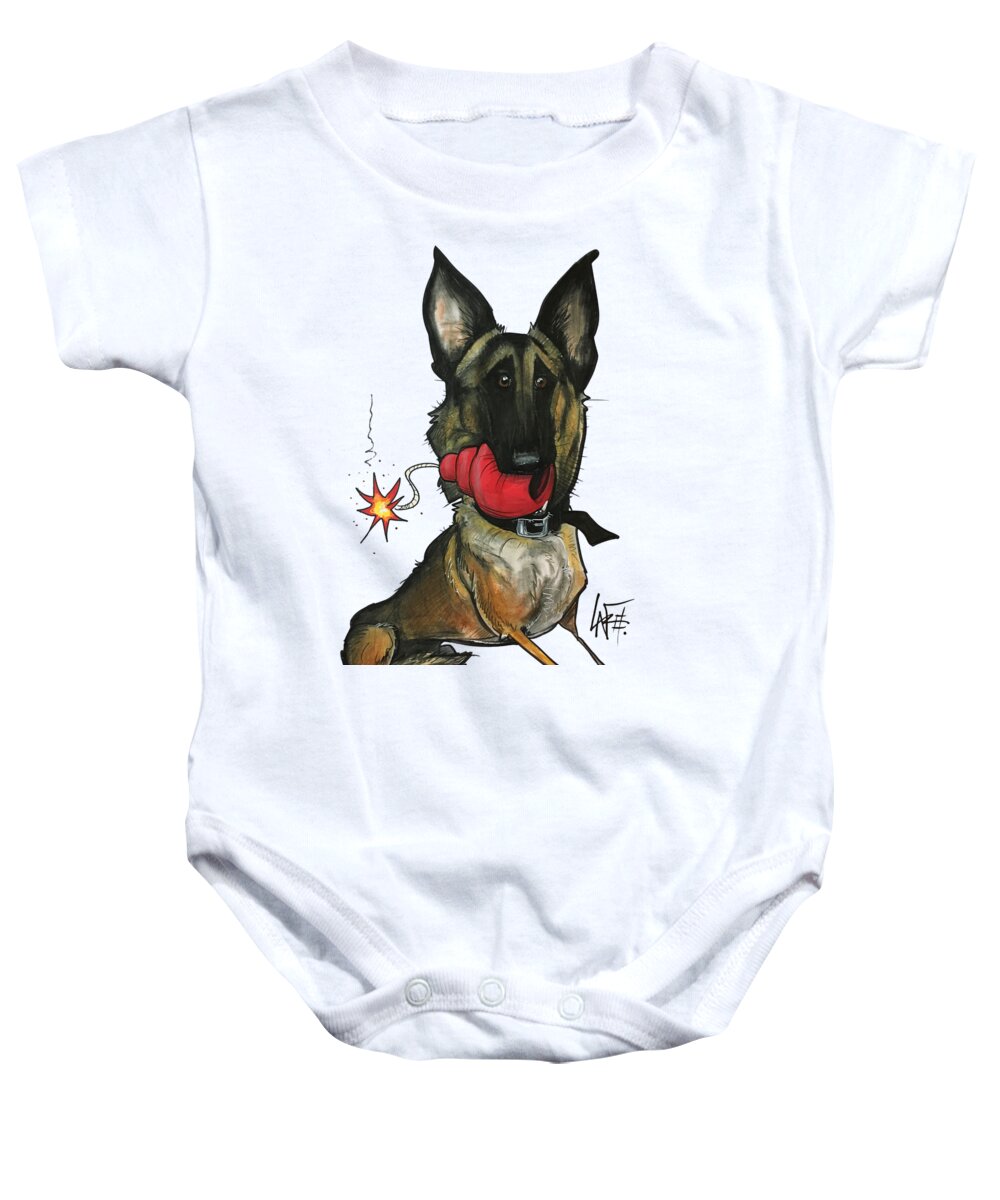 Corrado Baby Onesie featuring the drawing Corrado 4401 by Canine Caricatures By John LaFree