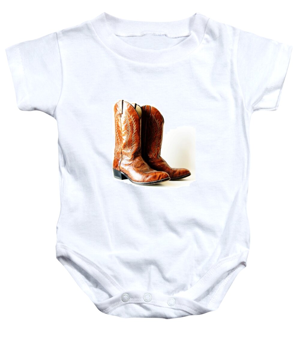 Cowboy Boots Baby Onesie featuring the photograph Cowboy Boots by Lachlan Main