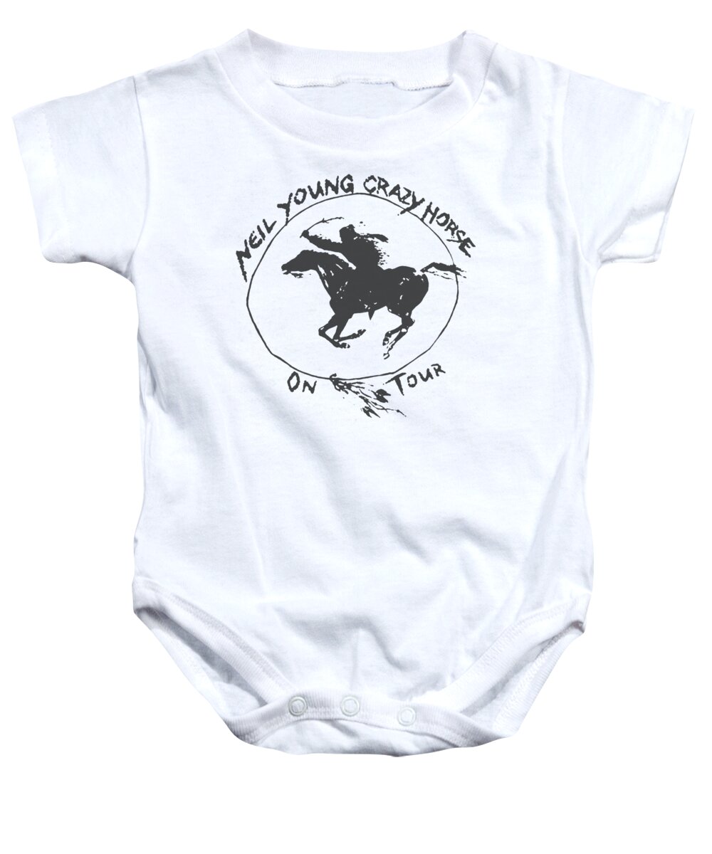 Tour Neil Young Crazy Horse Baby Onesie featuring the digital art Crazy Horse by Dazzle Wiseman