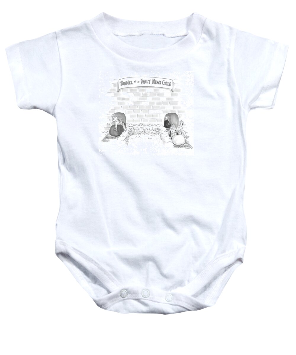 Captionless Baby Onesie featuring the drawing Daily News Cycle by Teresa Burns Parkhurst