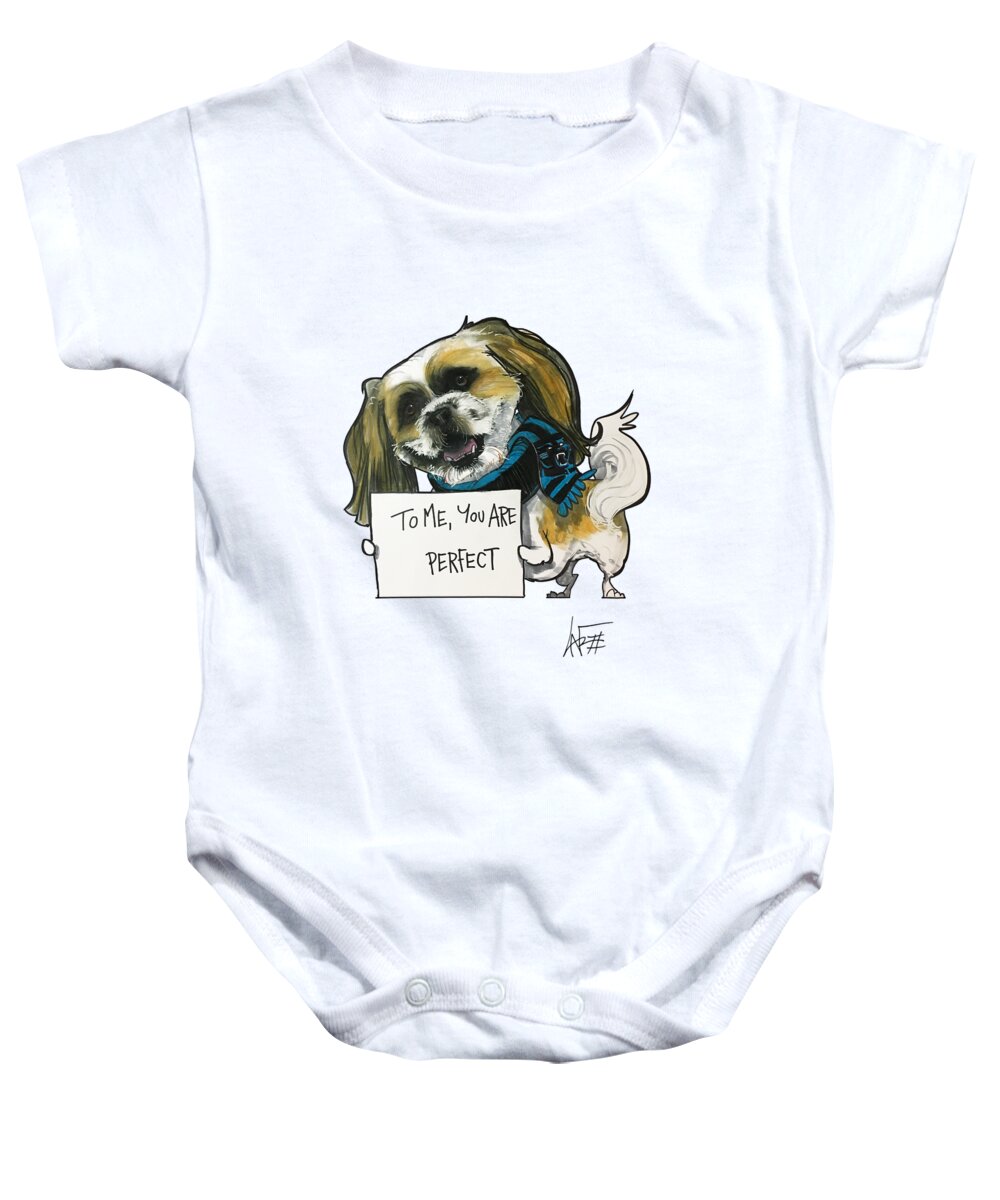 Damous 4367 Baby Onesie featuring the drawing Damous 4367 by Canine Caricatures By John LaFree