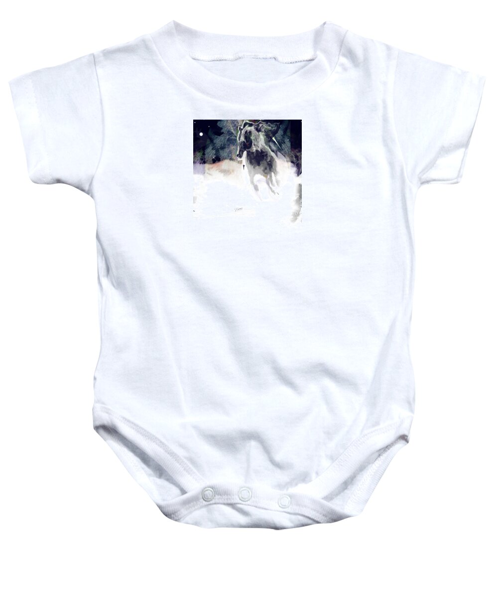 Square Baby Onesie featuring the mixed media Dashing Through the Snow by Zsanan Studio