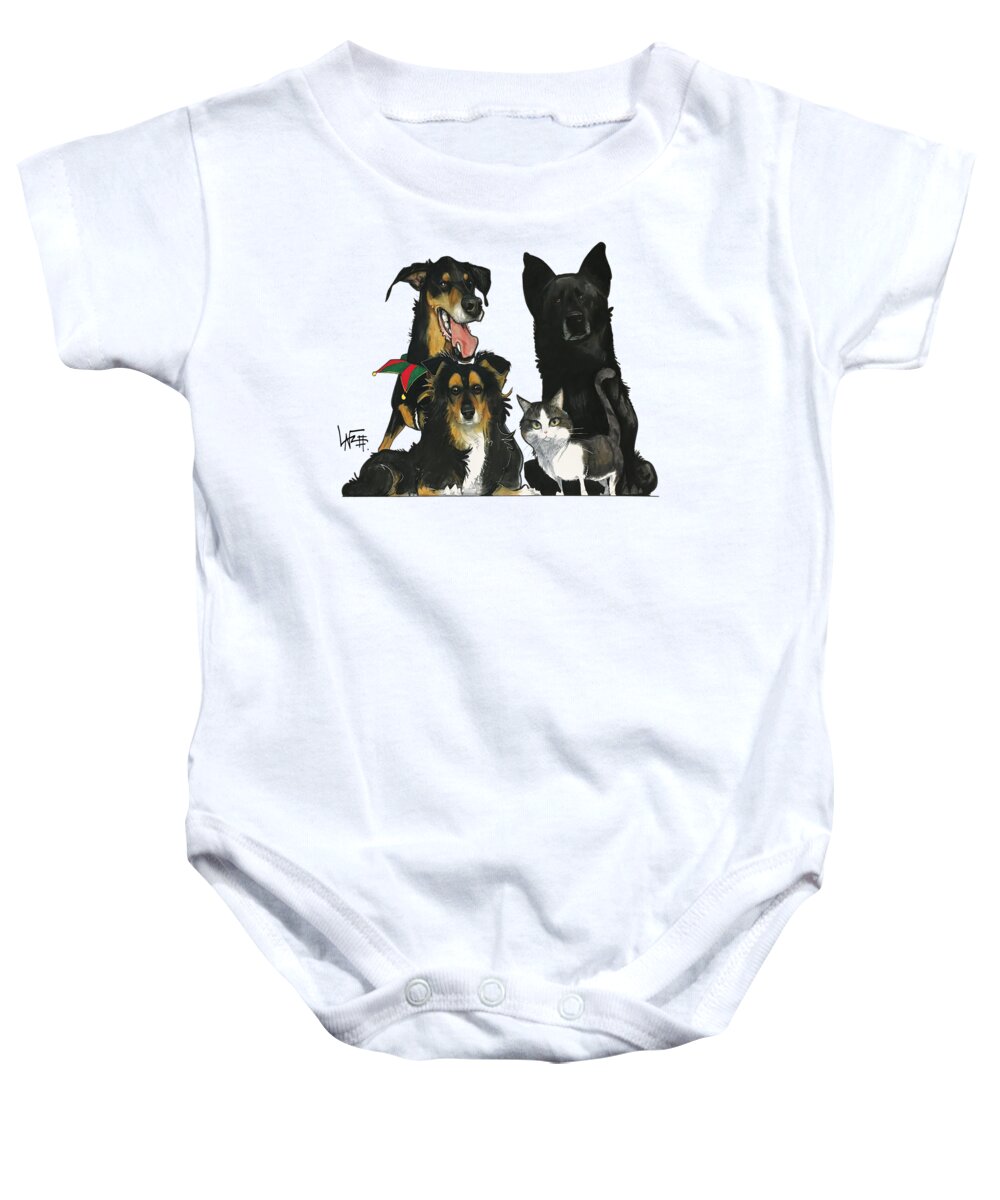Davis 4079 Baby Onesie featuring the drawing Davis 4079 by Canine Caricatures By John LaFree