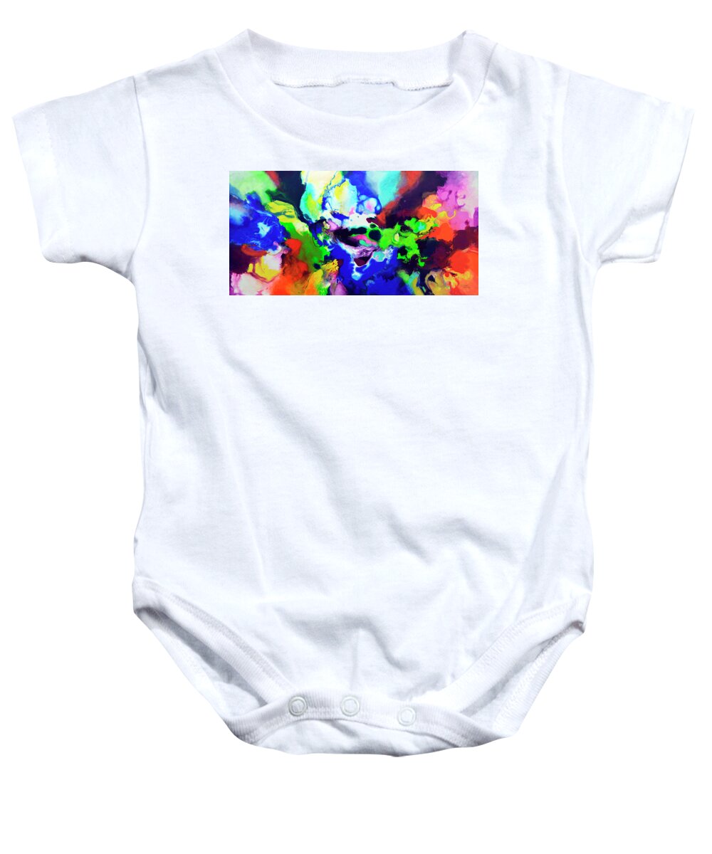 Abstract Baby Onesie featuring the painting Decorum by Sally Trace