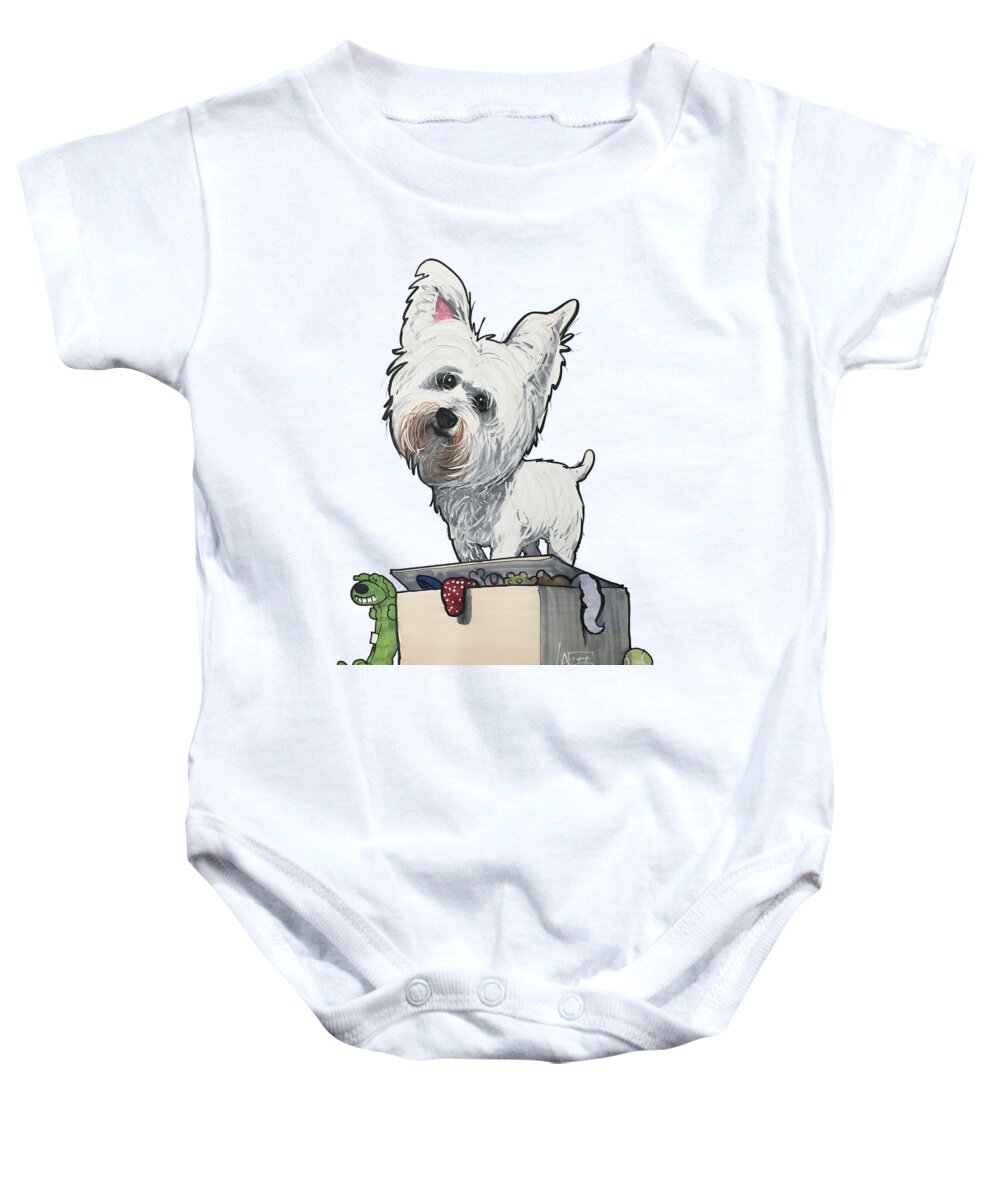 Demnisky Baby Onesie featuring the drawing Demnisky 4324 by Canine Caricatures By John LaFree