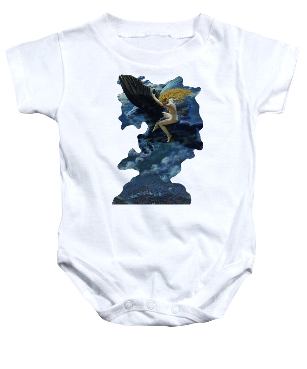 Dream Idyll Baby Onesie featuring the painting Dream Idyll A Valkyrie by Edward Robert Hughes by Xzendor7