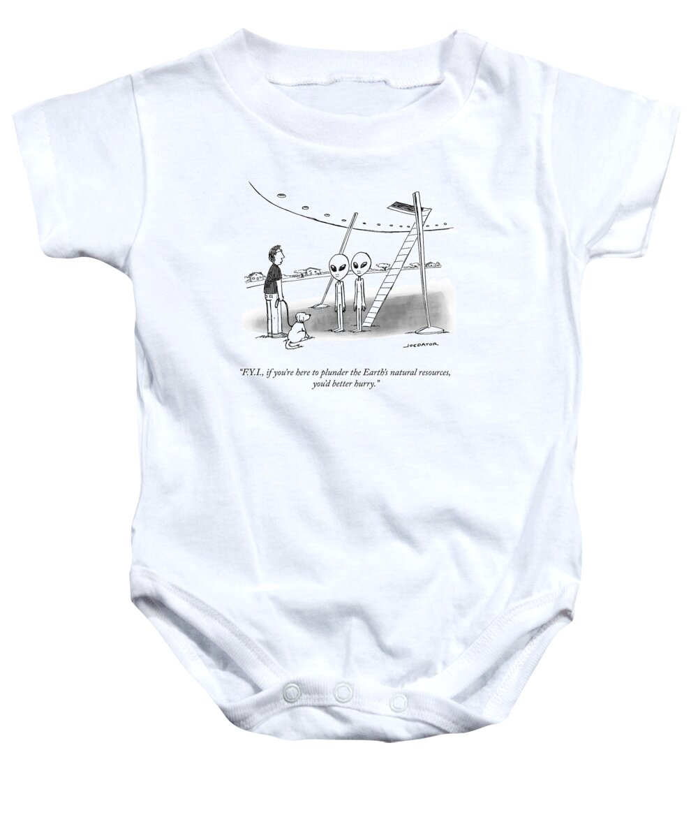 F.y.i. Baby Onesie featuring the drawing Earth's Natural Resources by Joe Dator