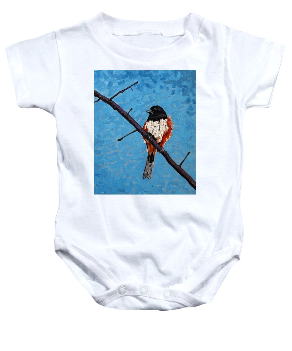 2245 Baby Onesie featuring the painting Eastern Towhee by Phil Chadwick