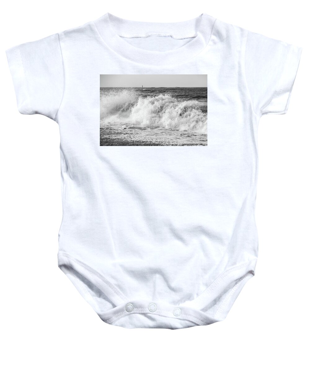 Beach Baby Onesie featuring the photograph Eqypt Beach Waves by Ann-Marie Rollo