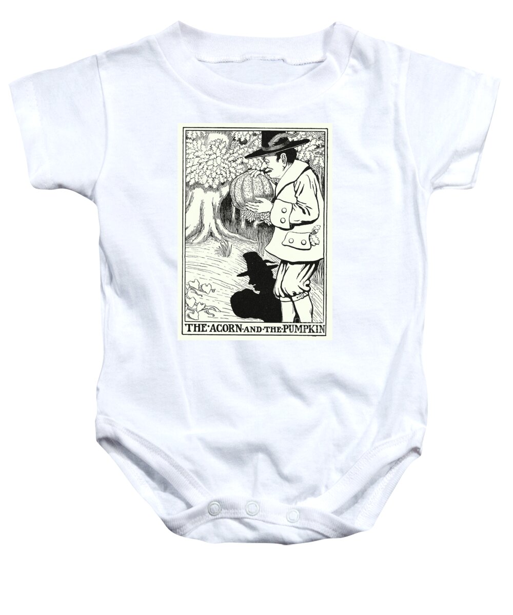 Border Baby Onesie featuring the painting Fables Of La Fontaine, The Acorn And The Pumpkin by Percy James Billinghurst