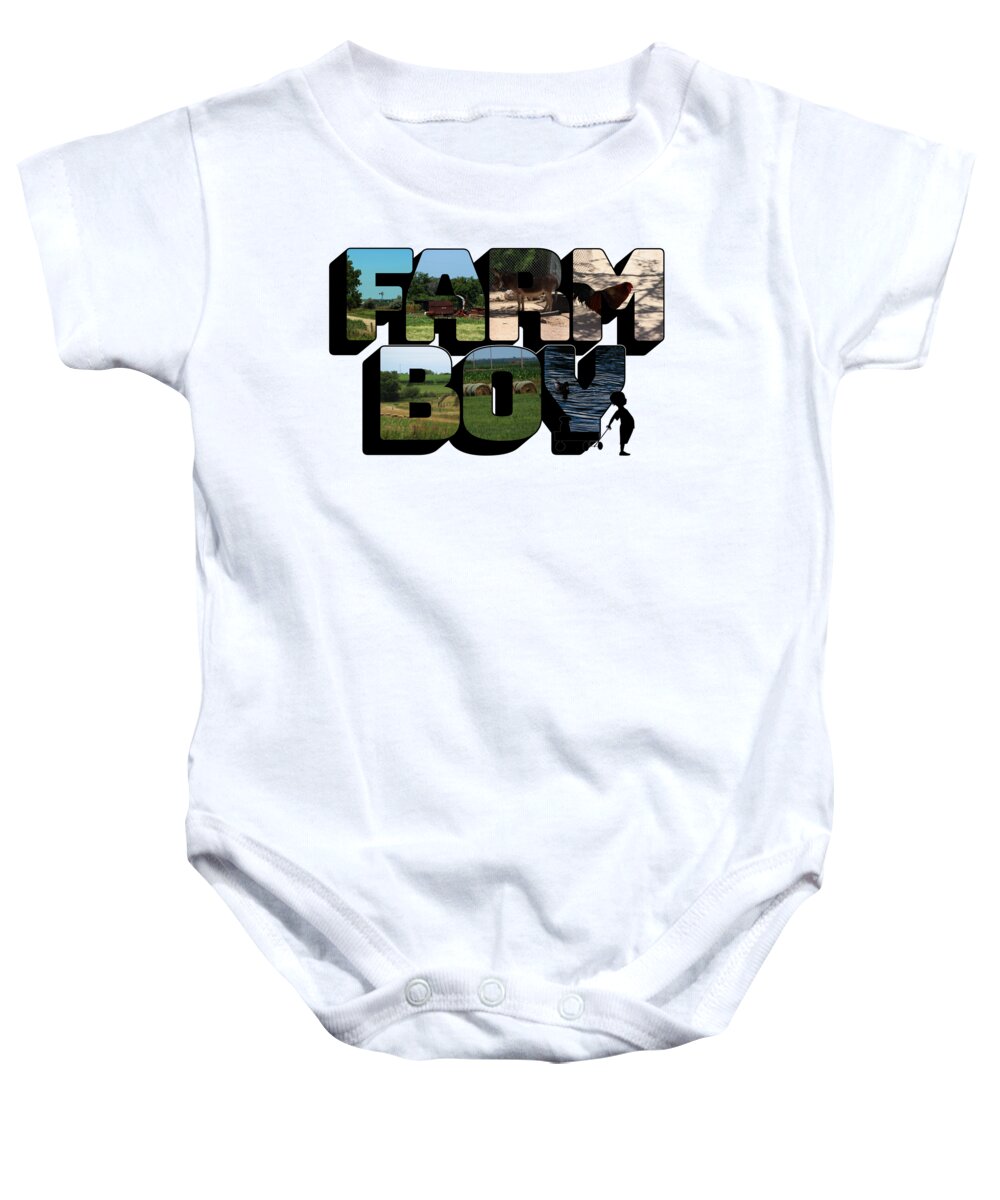 Farm Boy Baby Onesie featuring the photograph Farm Boy Big Letter 2 by Colleen Cornelius