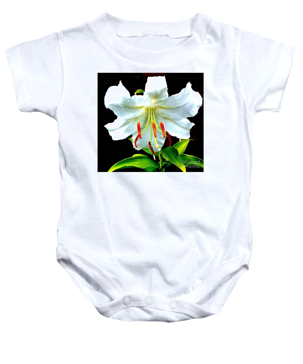 Photo Baby Onesie featuring the photograph Favorite White Asiatic Lily by Marsha Heiken