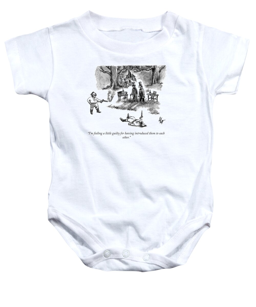 i'm Feeling A Little Guilty For Having Introduced Them To Each Other. Duel Baby Onesie featuring the drawing Feeling a Little Guilty by Frank Cotham