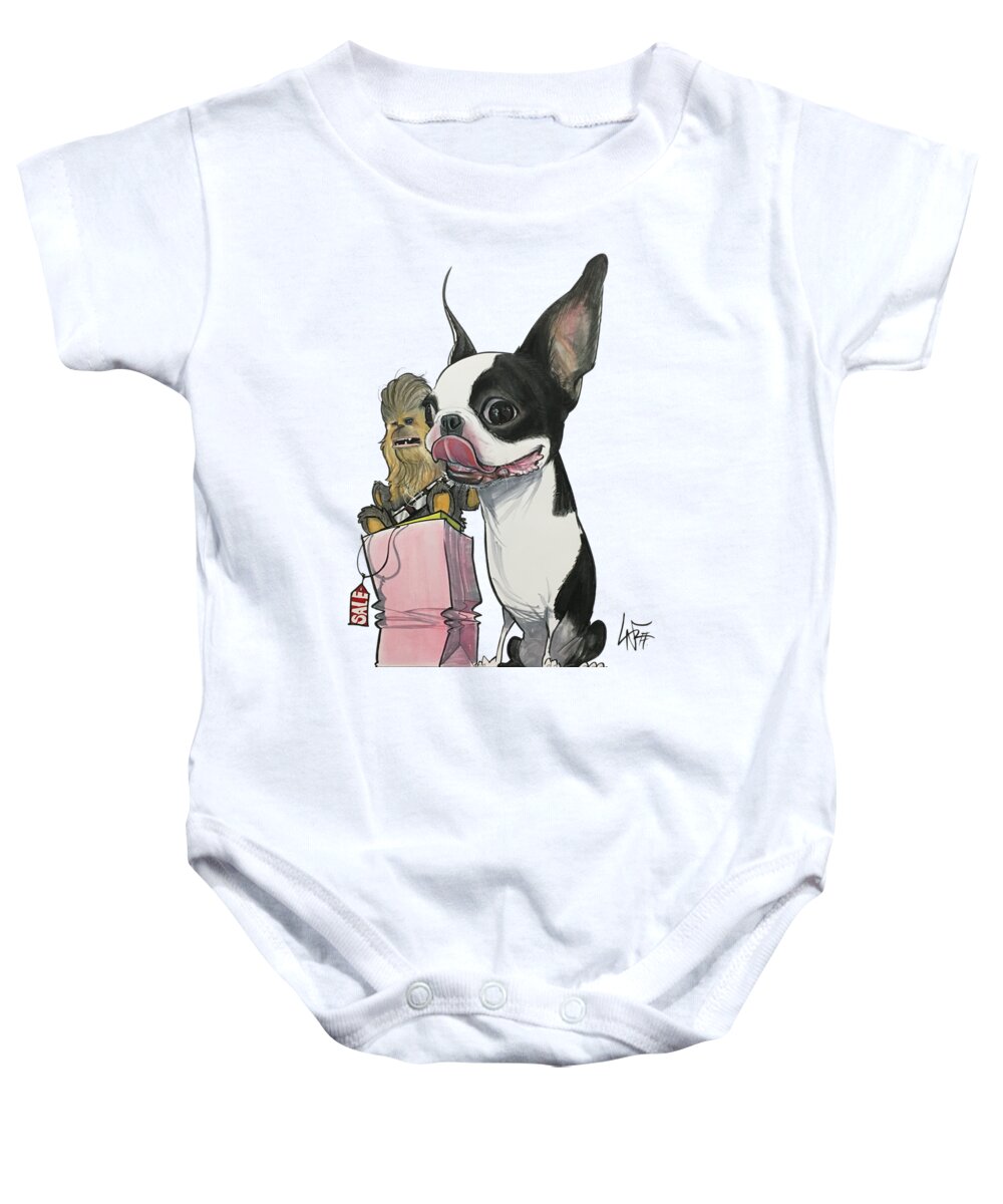 Finley Baby Onesie featuring the drawing Finley 5141 by Canine Caricatures By John LaFree