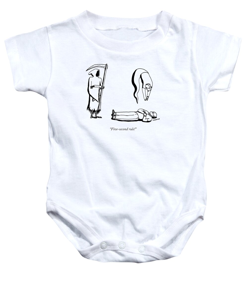 five-second Rule! Baby Onesie featuring the drawing Five Second Rule by Suerynn Lee