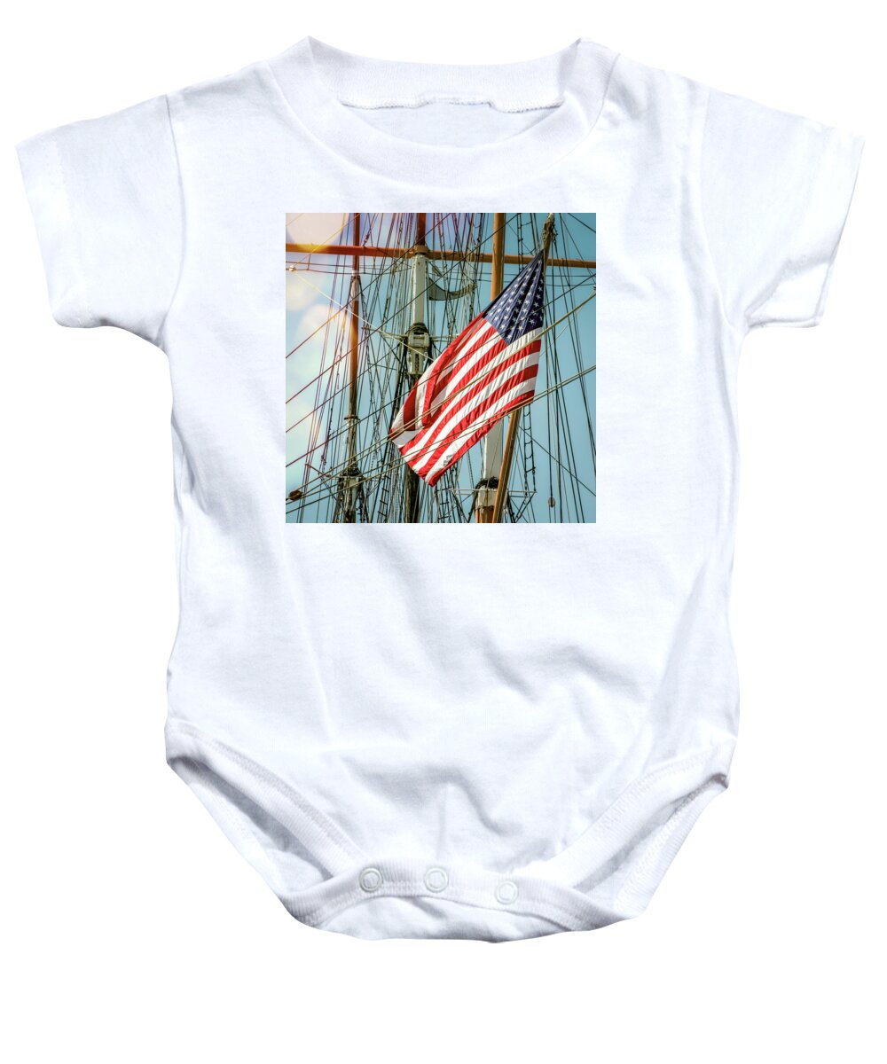 Flag Baby Onesie featuring the photograph Flags 8 Napa by Bill Chizek