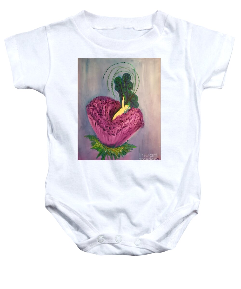 Oils Baby Onesie featuring the painting Flower fairy by Lisa Koyle