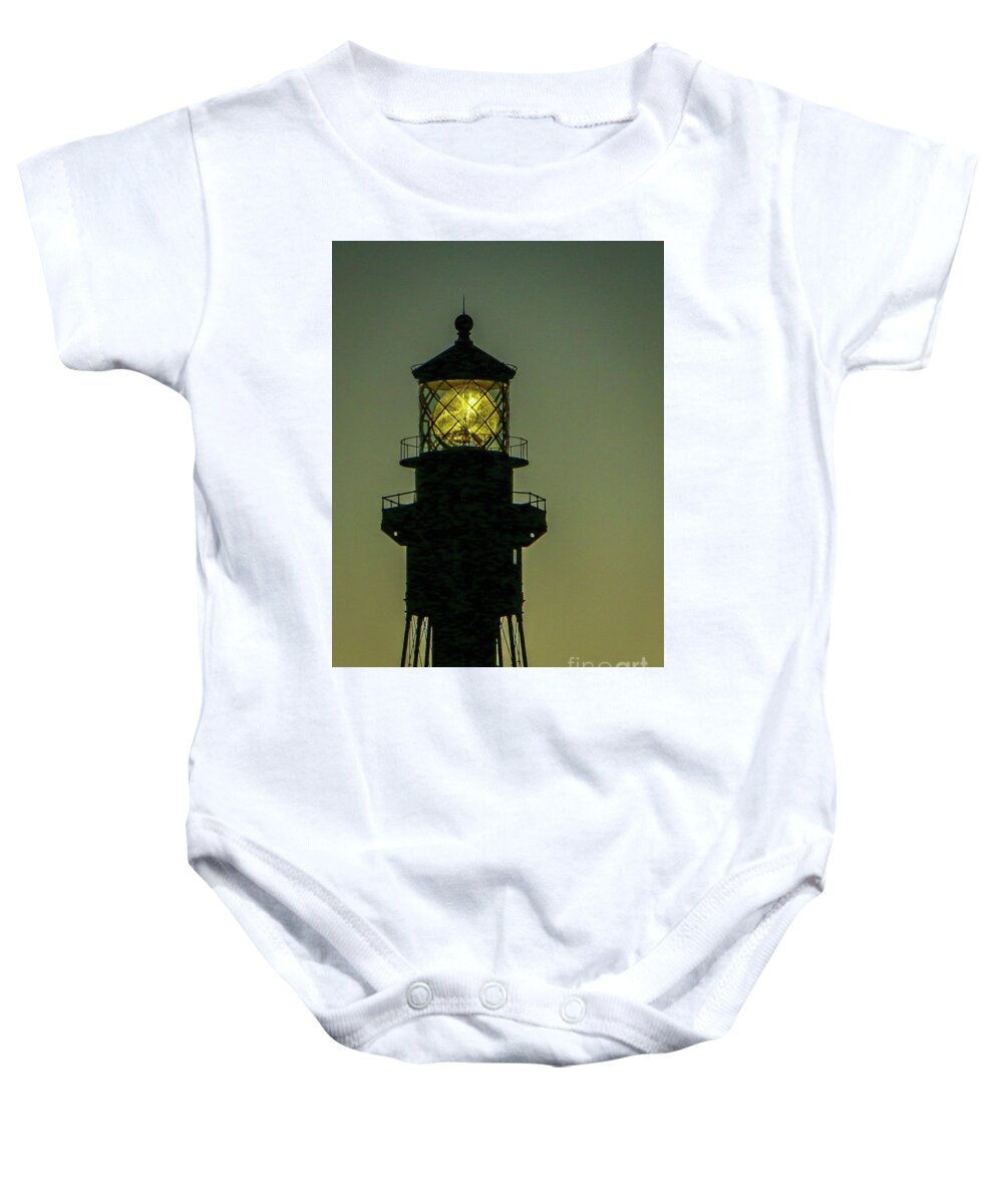 Lighthouse Baby Onesie featuring the photograph Fresnel Lens Glow by Tom Claud