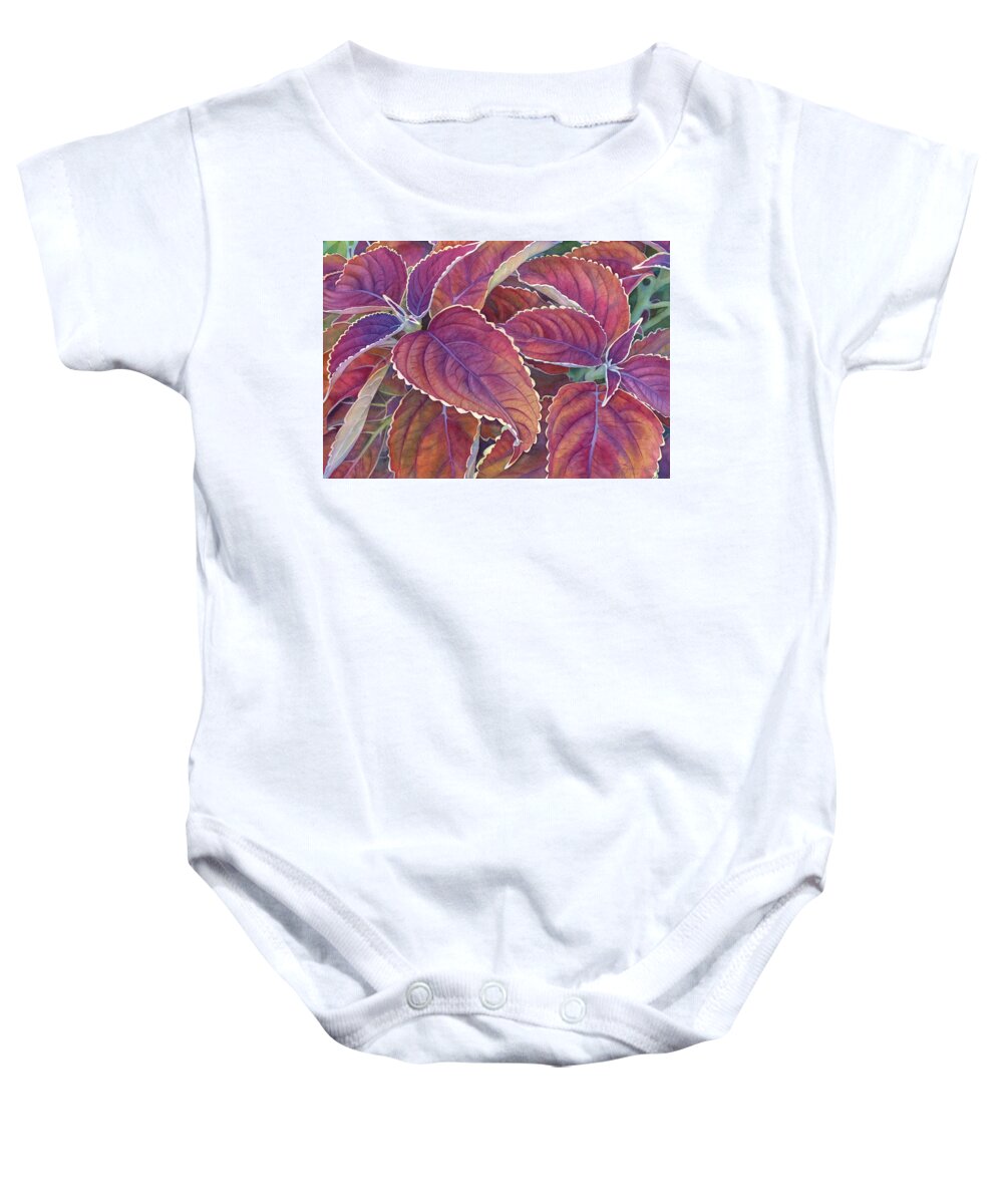 Coleus Baby Onesie featuring the painting Frillery by Sandy Haight