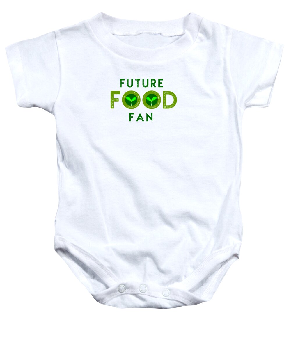  Baby Onesie featuring the drawing Future Food Fan centered - two greens by Charlie Szoradi