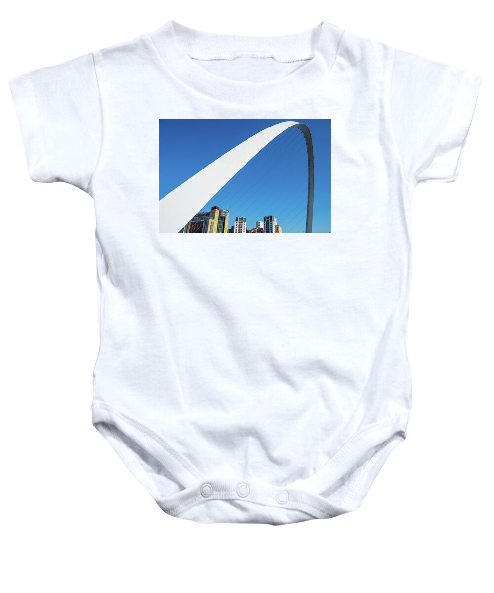 Baltic Baby Onesie featuring the photograph Gateshead Millennium Bridge and the Baltic by Iordanis Pallikaras