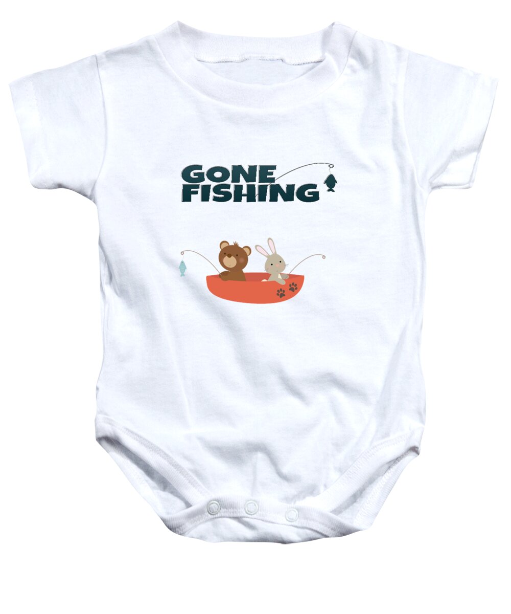 Gone Fishing Bear And Rabbit Fisherman Gifts Onesie by Your