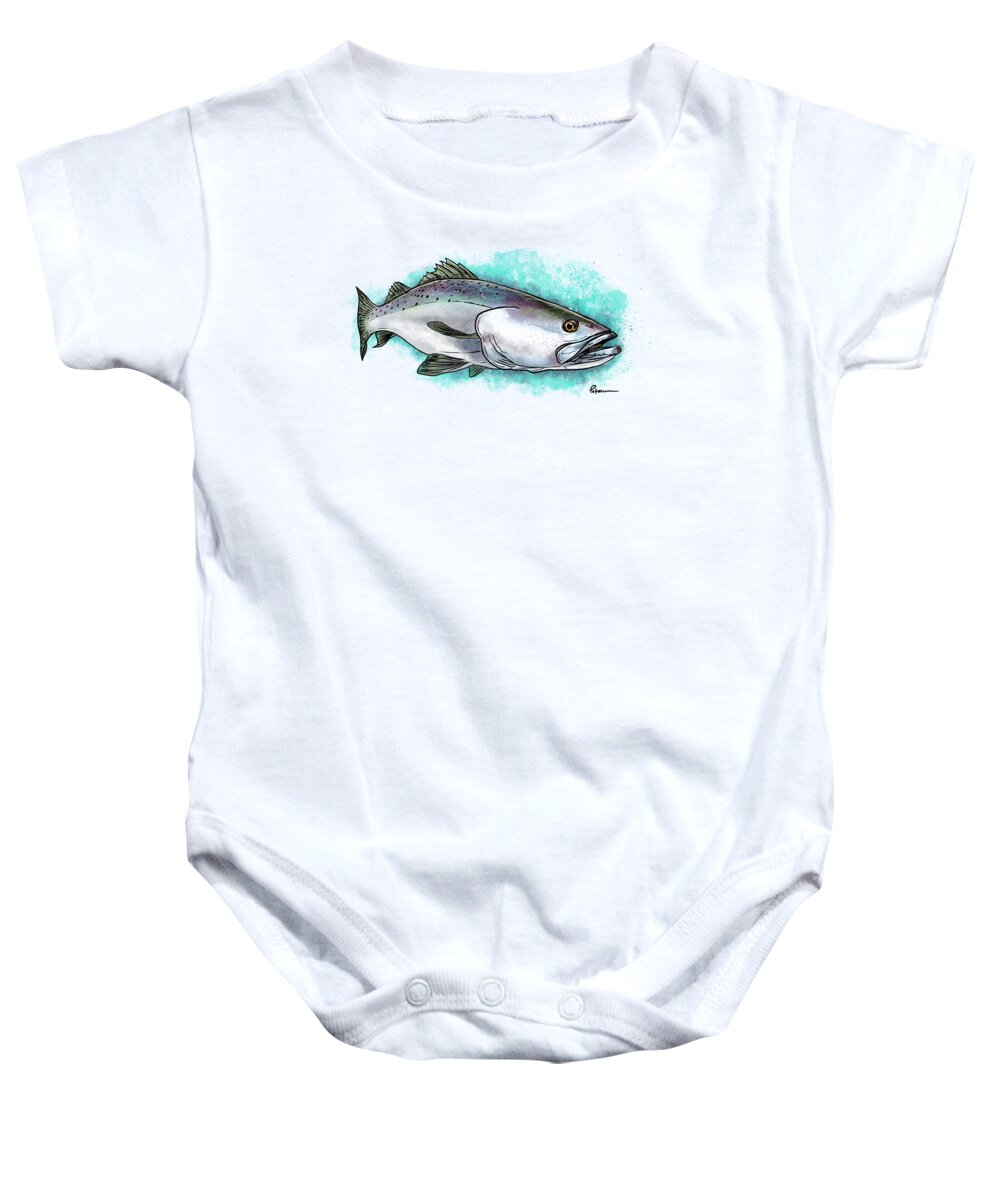 Speckled Trout Baby Onesie featuring the digital art Gulf Coast Speck by Kevin Putman