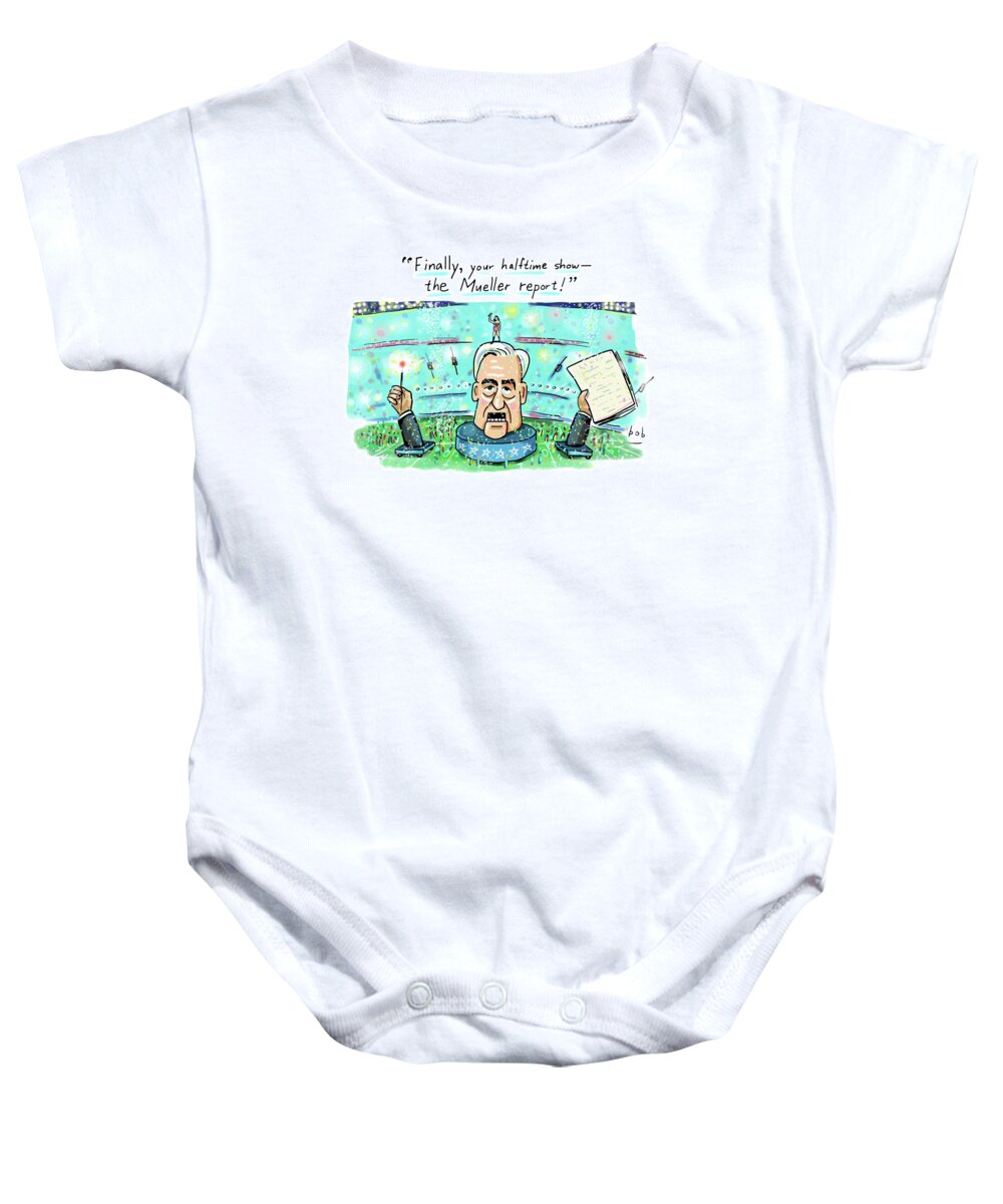 Captionless Baby Onesie featuring the drawing Halftime Show by Bob Eckstein