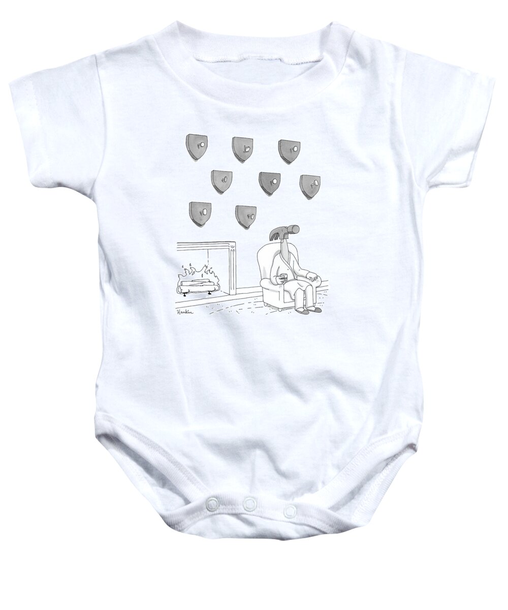 Captionless Baby Onesie featuring the drawing Hammer and Nails by Charlie Hankin
