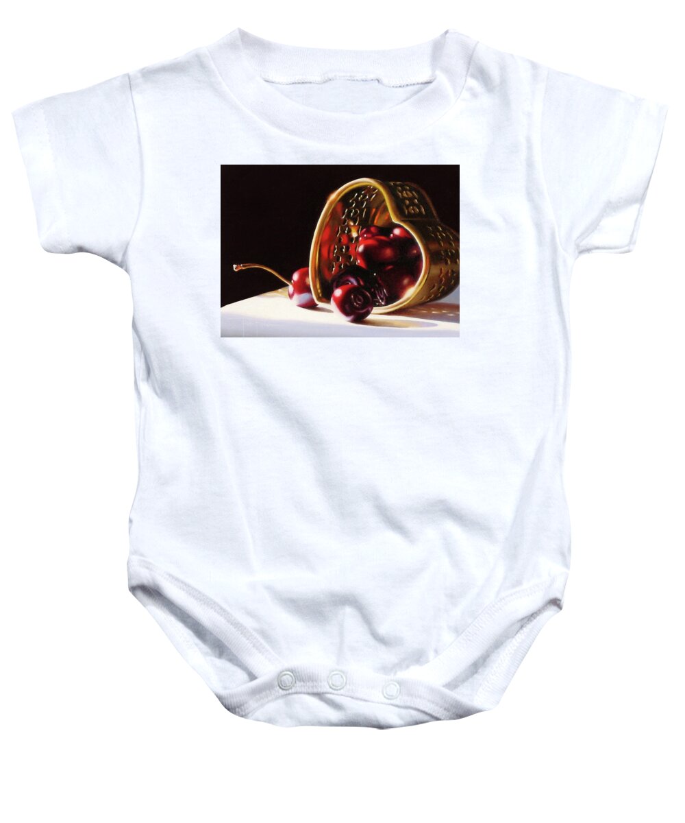 Cherries Baby Onesie featuring the painting Heart of Gold by Dianna Ponting