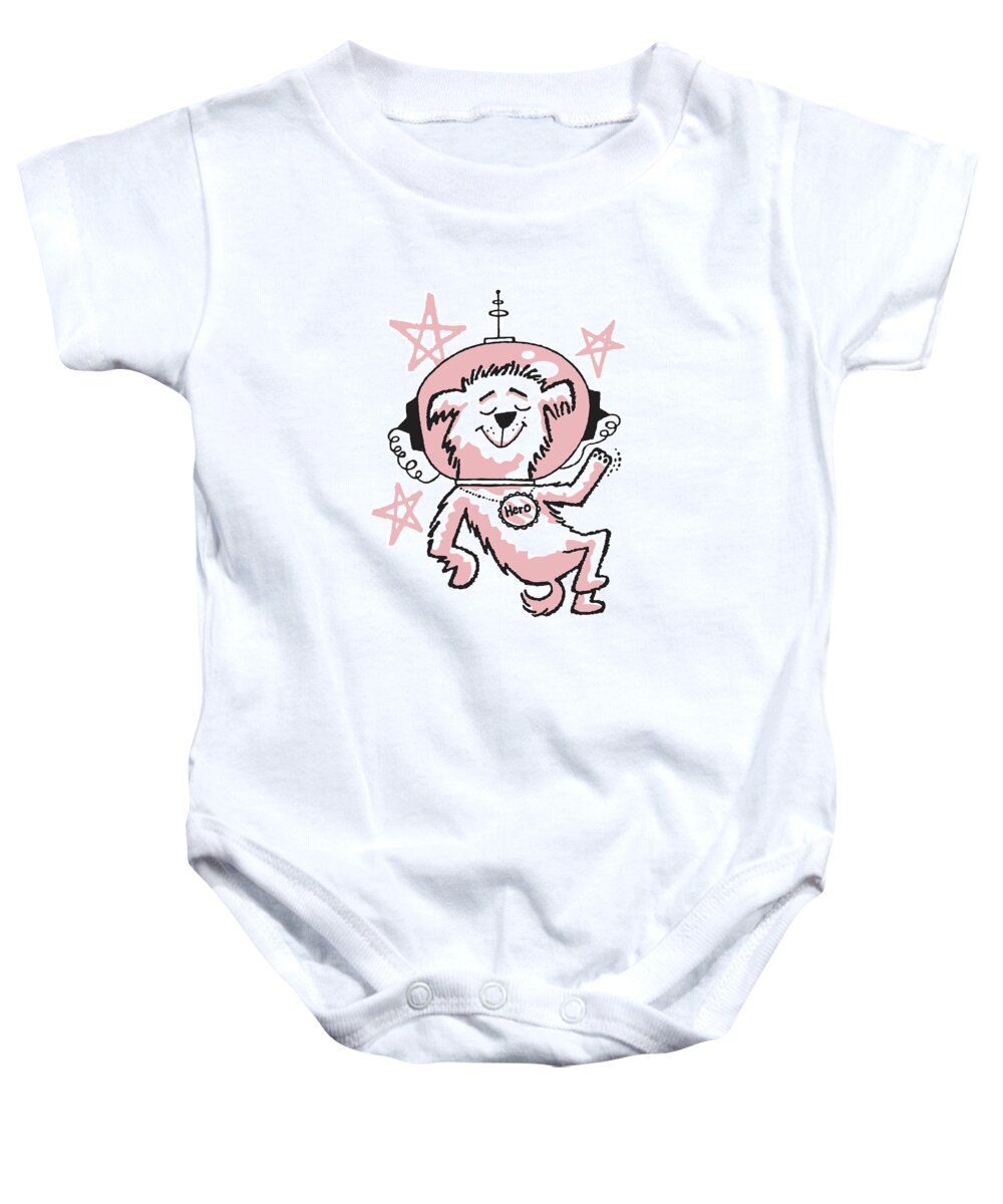Animal Baby Onesie featuring the drawing Hero the Dog Astronaut by CSA Images