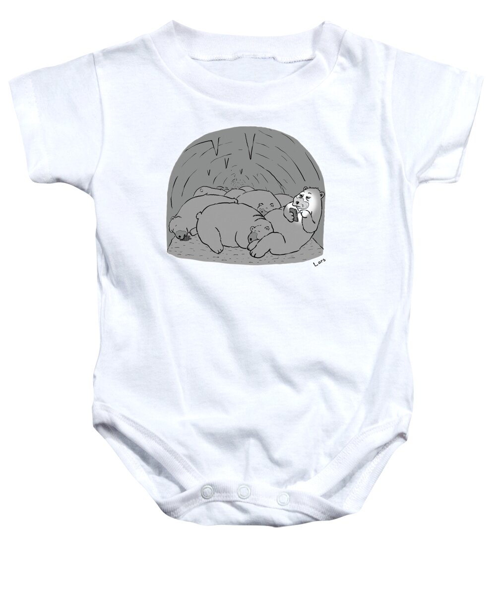 Bear Baby Onesie featuring the drawing Hibernation by Lars Kenseth