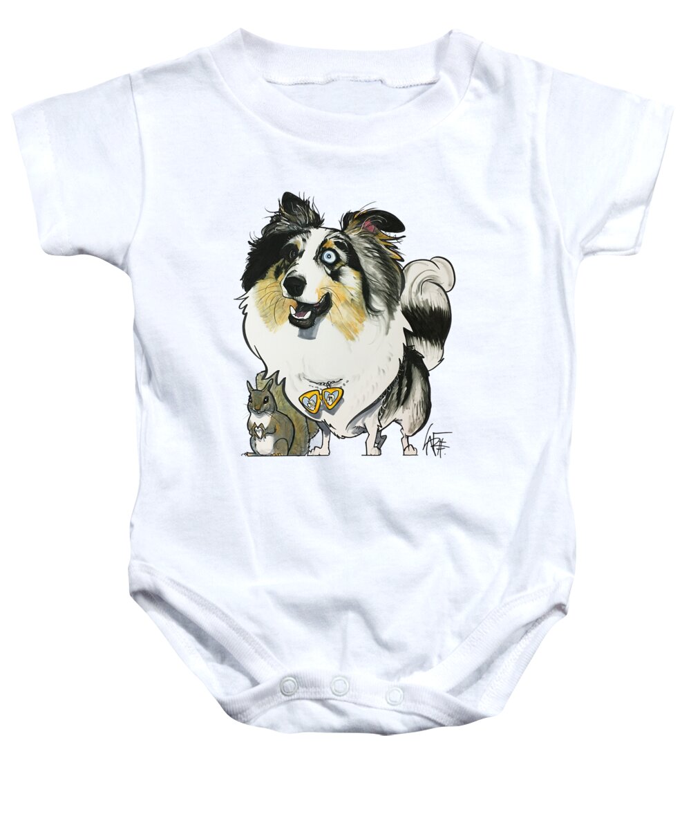 Hobbins 4464 Baby Onesie featuring the drawing Hobbins 4464 by Canine Caricatures By John LaFree