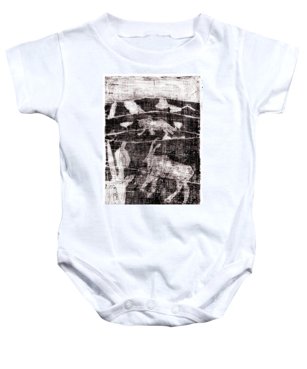 Black Baby Onesie featuring the painting How the leopard got his spots black oil painting OTD12 by Edgeworth Johnstone