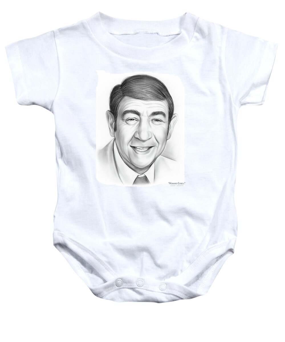 Pencil Baby Onesie featuring the drawing Howard Cosell by Greg Joens