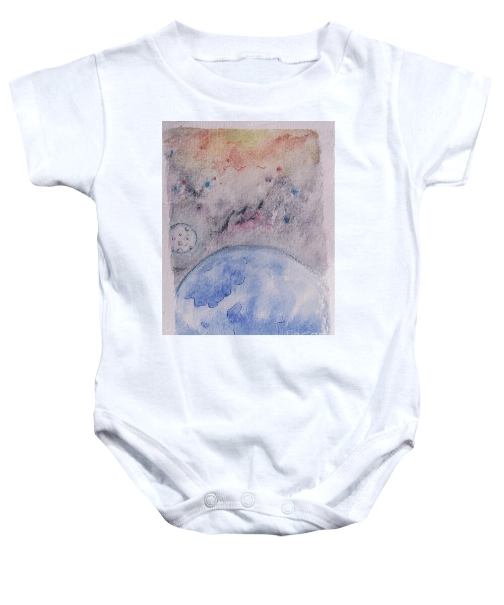 Bible Baby Onesie featuring the painting In the Beginning by Laurie Morgan