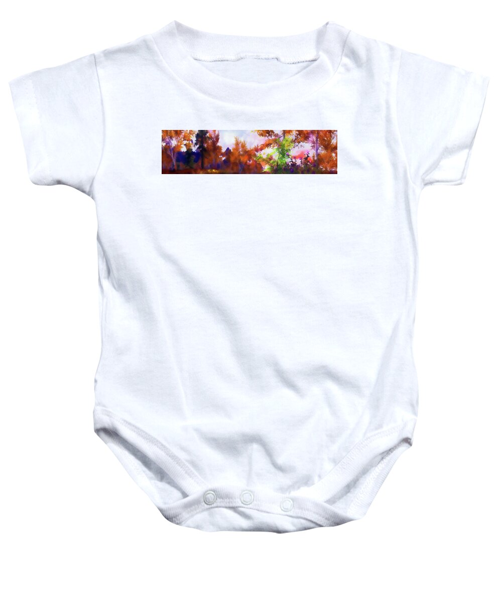 Through The Forest Baby Onesie featuring the painting Into the Wild - 03 by AM FineArtPrints