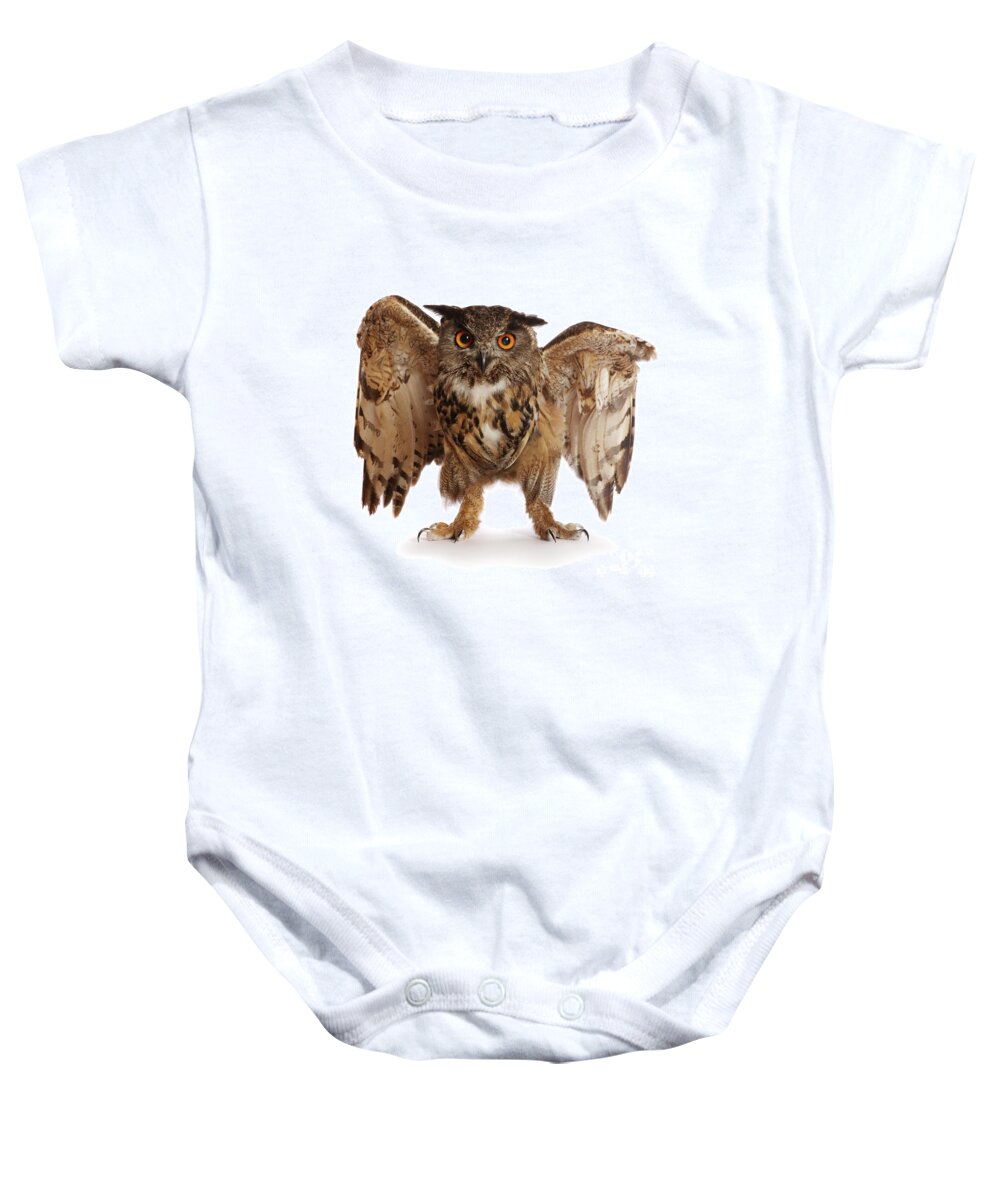 European Eagle Owl Baby Onesie featuring the photograph Irritable Owl Syndrome by Warren Photographic