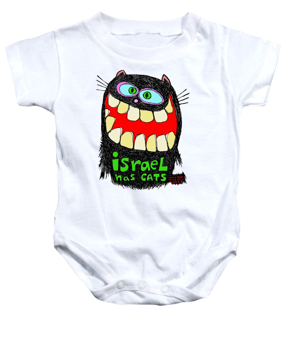 Cats Baby Onesie featuring the painting Israel Has Cats by Yom Tov Blumenthal