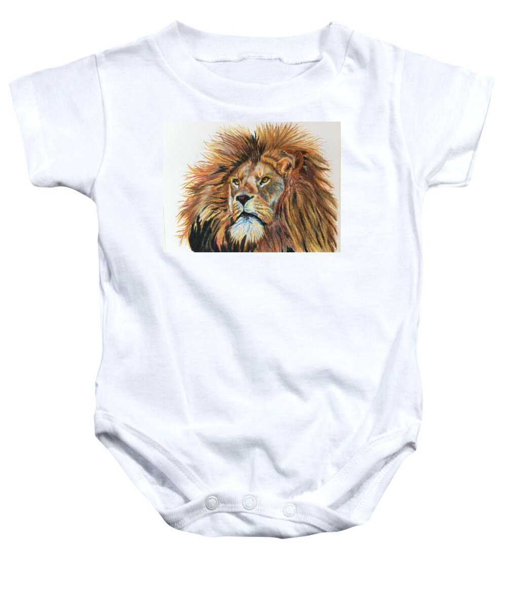 Animal Baby Onesie featuring the painting King of the Jungle by Maris Sherwood