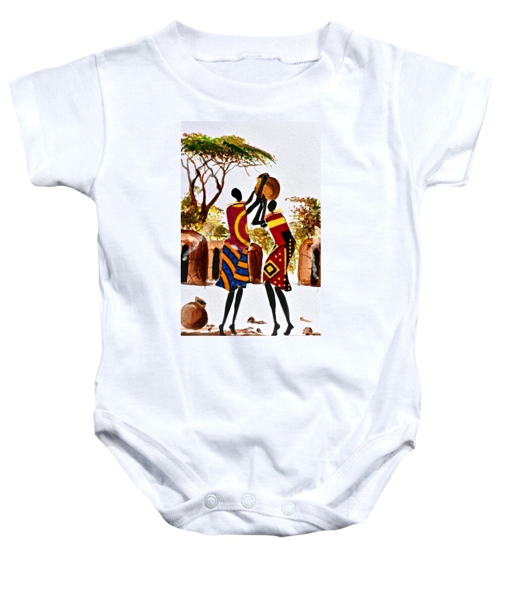 African Art Baby Onesie featuring the painting L-262 by Albert Lizah