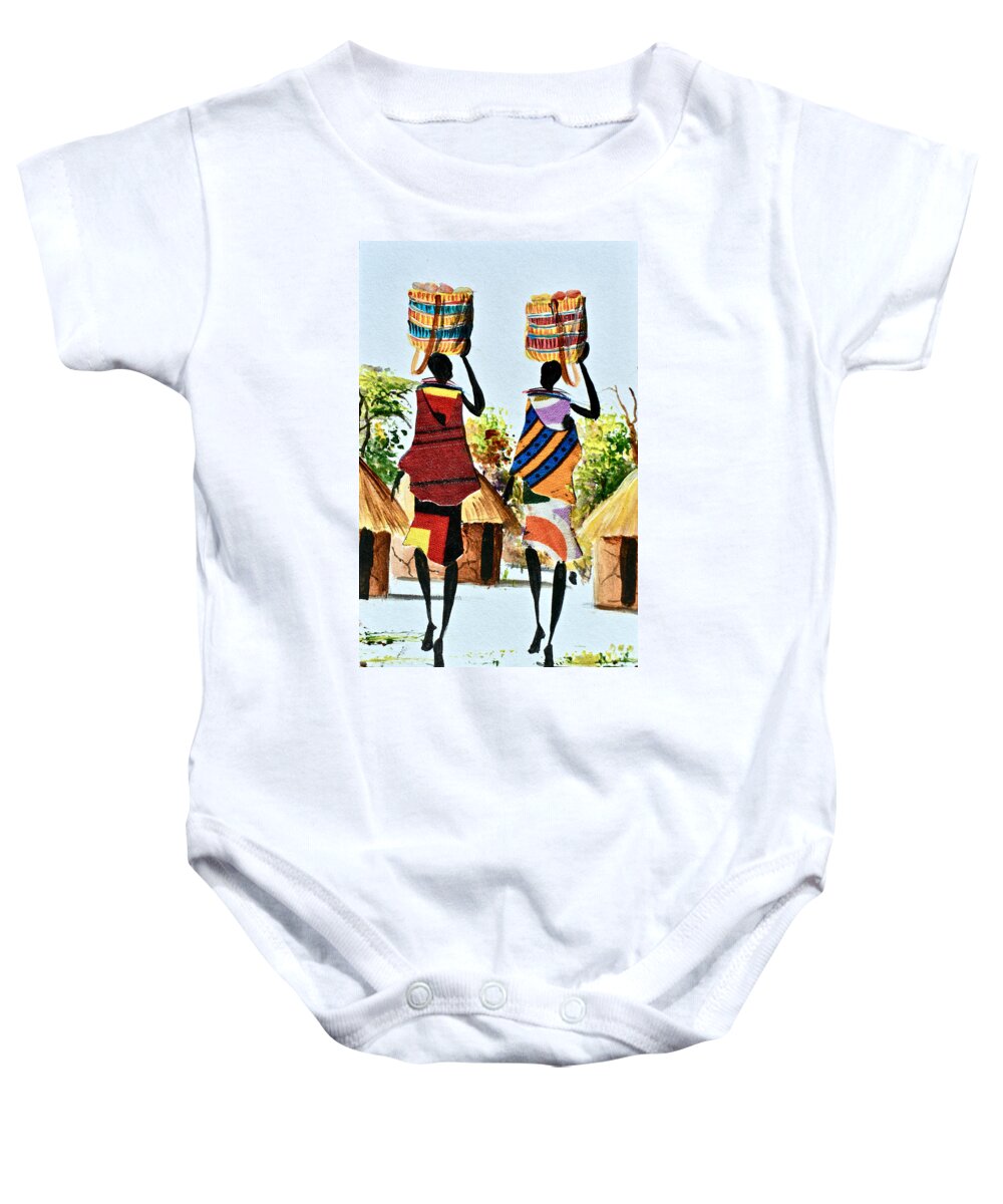 African Art Baby Onesie featuring the painting L-275 by Albert Lizah