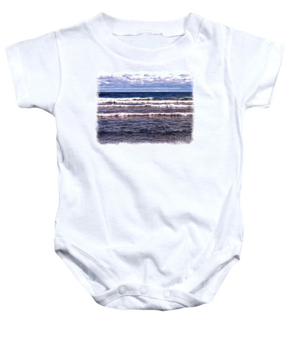 Lake Superior Baby Onesie featuring the digital art Lake Superior Horizon by Phil Perkins