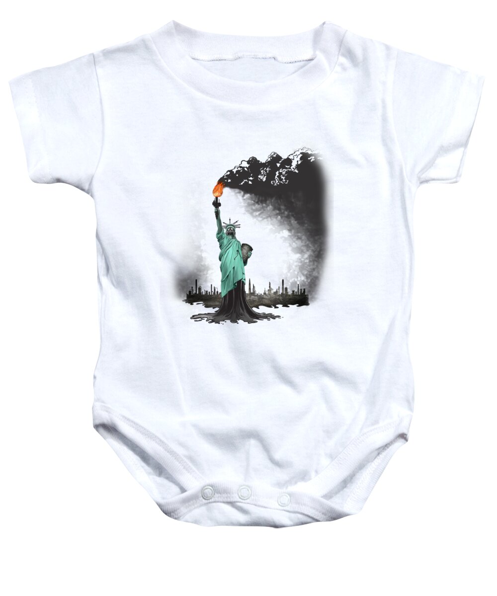 Usa Baby Onesie featuring the painting Liberty Oil by Sassan Filsoof