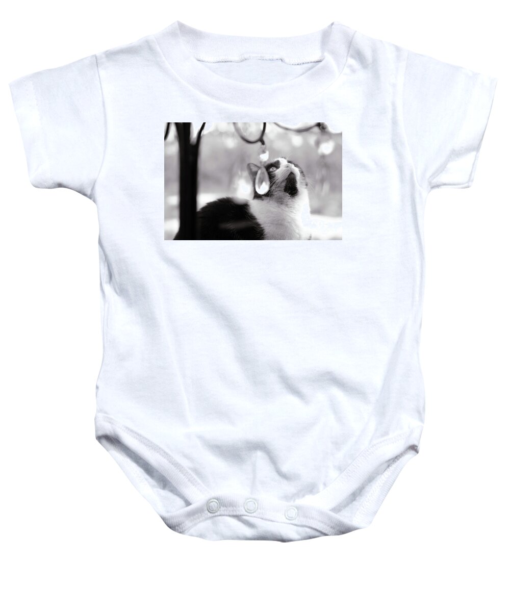 Cat Photograph Baby Onesie featuring the photograph Magic Crystals by Irina ArchAngelSkaya