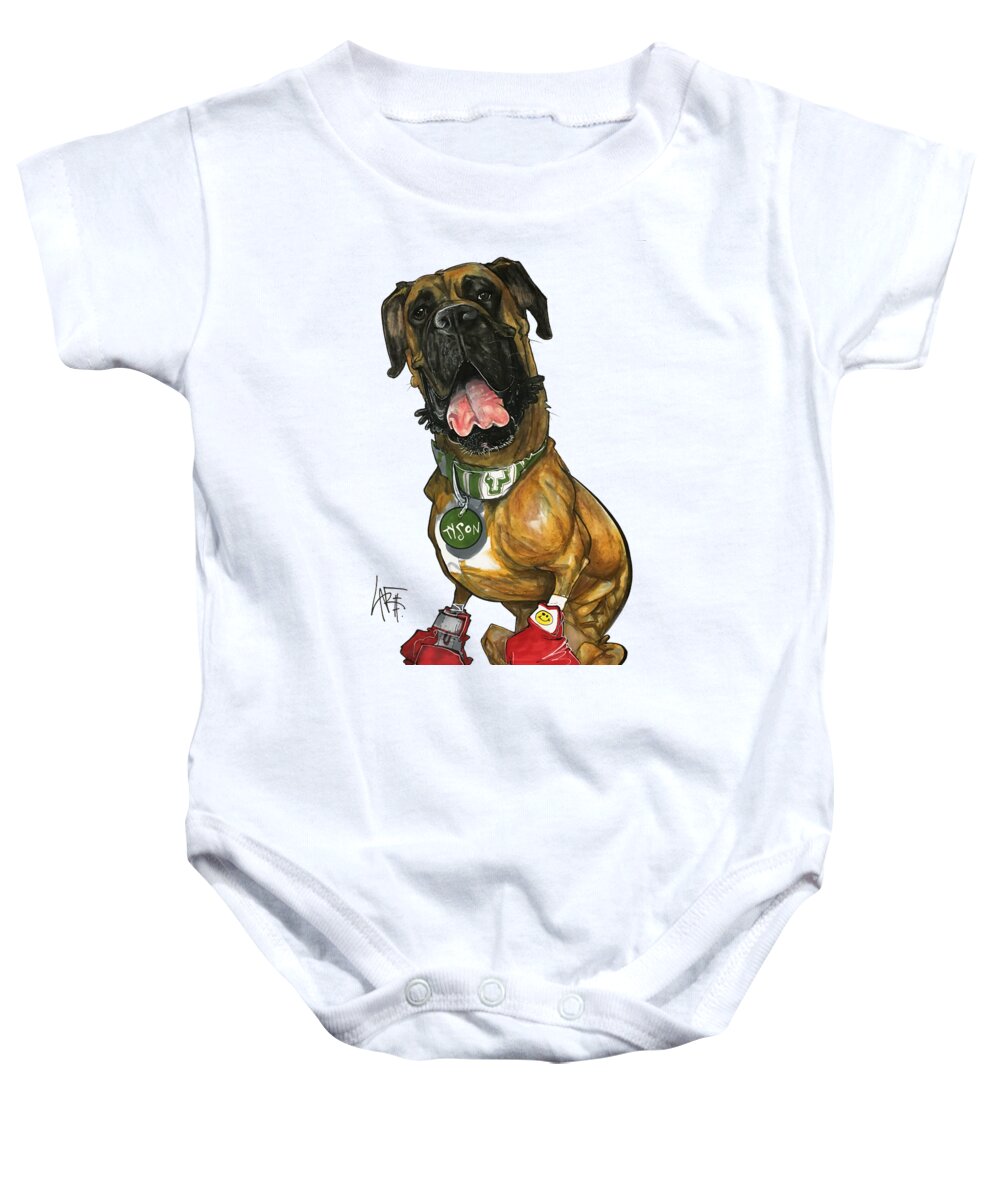 Martinez 7-1369 Baby Onesie featuring the drawing Martinez 7-1369 by Canine Caricatures By John LaFree