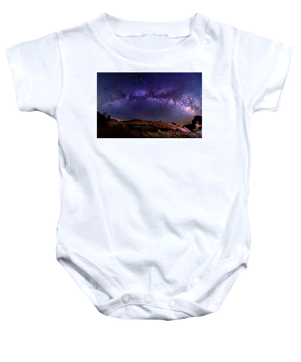 Mesa Baby Onesie featuring the photograph Milky Way at Mesa Arch by Kenneth Everett