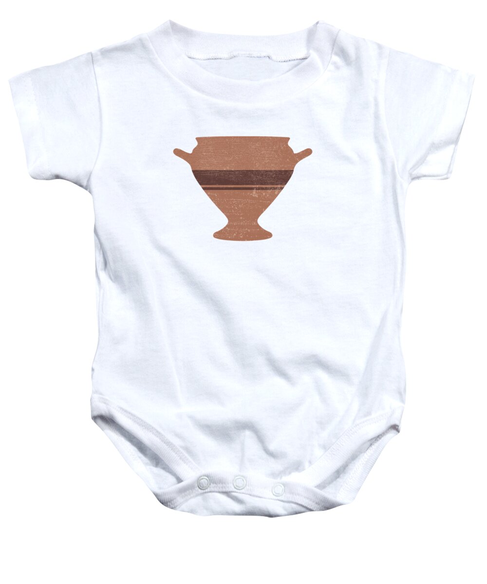 Abstract Baby Onesie featuring the mixed media Minimal Abstract Greek Vase 15 - Bell Krater - Terracotta Series - Modern, Contemporary Print by Studio Grafiikka